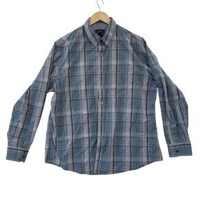 Dockers Mens‎ Plaid Long Sleeve Button Up Shirt Size XL Blue Easy Care Casual